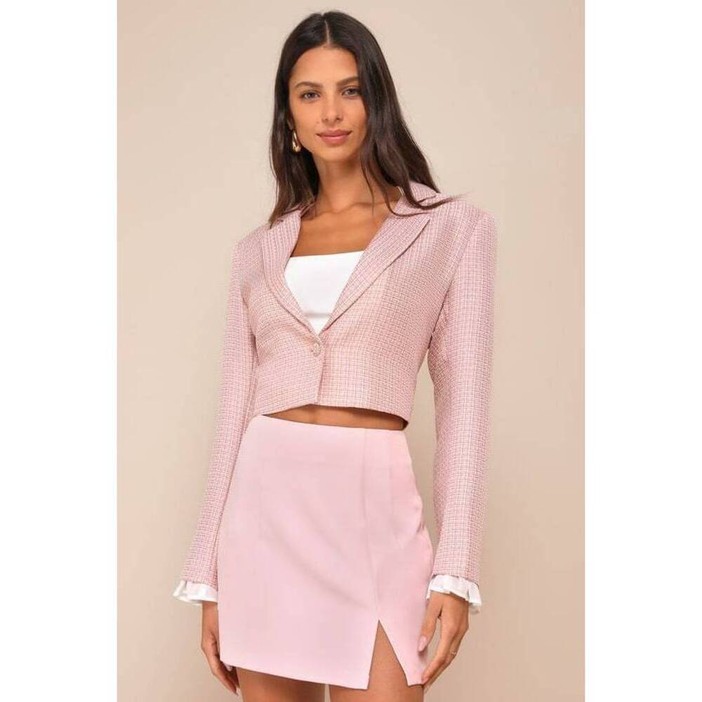 Lulus Greeting The Season Light Pink High-waisted Mini Skirt - Size XL